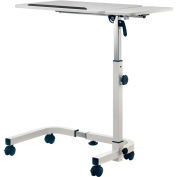 Global Industrial Tilting Adjustable Height Mobile Laptop Desk, 36"W, White