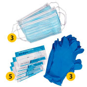 Honeywell North Work-Day Disposable Safety Pack, Includes Masks, Gloves & Wipes