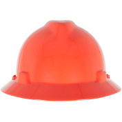 MSA V-Gard® Slotted Full-Brim Hat With Fas-Trac III Suspension, Orange - Pkg Qty 20