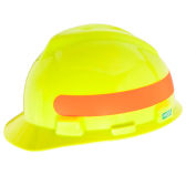 MSA V-Gard® Slotted Cap With Fas-Trac III Suspension,Hi-Viz Yellow-Green,Red-Orange Stripe