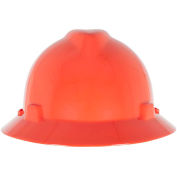 MSA V-Gard® Slotted Full-Brim Hat With Staz-On Suspension, Orange - Pkg Qty 20