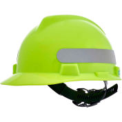 MSA V-Gard® Slotted Cap With 1-Touch Suspension, Hi-Viz Yellow Green With Silver Stripe