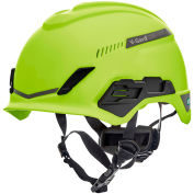 MSA V-Gard® H1 Safety Helmet, Trivent Fas-Trac® III Pivot, ANSI, EN12492,Hi-Viz Y/G
