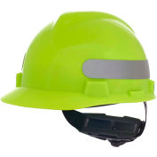 MSA V-Gard® Slotted Cap With Fas-Trac III Suspension, Yellow-Green With Silver Stripe