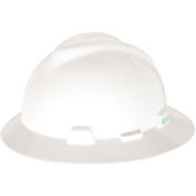 MSA V-Gard® Slotted Full-Brim Hat With Staz-On Suspension, White - Pkg Qty 20