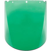 MSA V-Gard® Visor, PC, Green Tint,Molded,10.375"W x 17"L x .098"H,Anti-Fog/Anti-Scratch - Pkg Qty 5