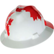 MSA V-Gard® Canadian Freedom Series Slotted Protective Hat, White With Red Maple Leaf