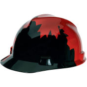 MSA V-Gard® Canadian Freedom Series Slotted Protective Cap, Black With Red Maple Leaf