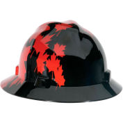 MSA V-Gard® Canadian Freedom Series Slotted Protective Hat, Black With Red Maple Leaf
