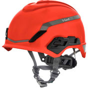 MSA V-Gard® H1 Safety Helmet, Novent Fas-Trac® III Pivot, ANSI, CSA, EN397, Red