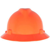 MSA V-Gard® Slotted Full-Brim Hat With Staz-On Suspension, Hi-Viz Orange - Pkg Qty 20