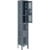 Global Industrial Infinity 2-Tier 2 Door Ventilated Locker,12"Wx18"Dx36"H, Unassembled