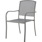 Outdoor Cafe Steel Mesh Stacking Armchair, Gray, 2 Pack