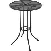 Interion 30" Round Outdoor Bar Table, Steel Mesh, Black