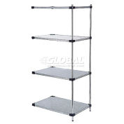 Nexel Galvanized Steel, 4 Tier, Solid Shelving Add-On Unit, 42"Wx18"Dx86"H