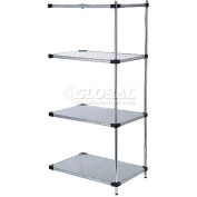 Nexel Galvanized Steel, 5 Tier, Solid Shelving Add-On Unit, 54"Wx24"Dx74"H