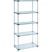 Nexel Galvanized Steel, 5 Tier, Solid Shelving Starter Unit, 54"Wx18"Dx86"H