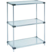 Nexel Galvanized Steel, 3 Tier, Solid Shelving Starter Unit, 42"Wx24"Dx34"H