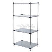 Nexel Galvanized Steel, 4 Tier, Solid Shelving Starter Unit, 24"Wx18"Dx54"H