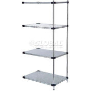 Nexel Galvanized Steel, 5 Tier, Solid Shelving Add-On Unit, 42"Wx24"Dx63"H