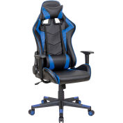 High Back Gaming Chair, Bonded Leather, Black/Cobalt Blue