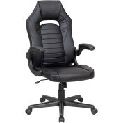 Racing/Gaming Chair, Mid Back, Synthetic Leather, Black