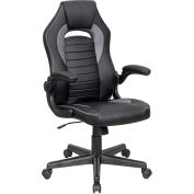 Racing/Gaming Chair, Mid Back, Synthetic Leather, Black/Gray