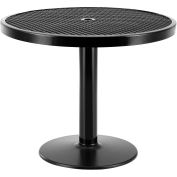 36" Round Outdoor Cafe Table with Pedestal Base, 29"H, Black