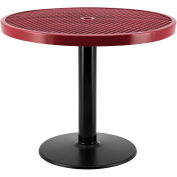 36" Round Outdoor Cafe Table with Pedestal Base, 29"H, Red