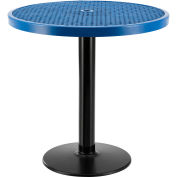 36" Round Outdoor Counter Height Table with Pedestal Base, 36"H, Blue