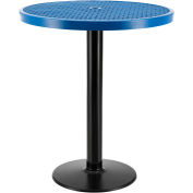 36" Round Outdoor Bar Height Table with Pedestal Base, 42"H, Blue