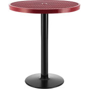 36" Round Outdoor Bar Height Table with Pedestal Base, 42"H, Red
