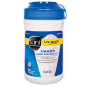 Sani-Hands Hands Instant Sanitizing Wipes, 6" x 5", White, 150/Canister, 12 Canisters/Carton