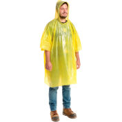 Disposable Rain Poncho, 80" L, One Size, Yellow
