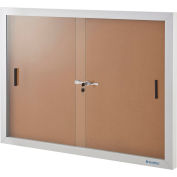 Enclosed Cork Bulletin Board with Sliding Doors, 72"W x 48"H