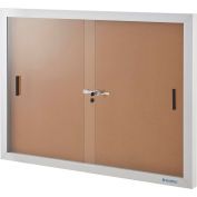 Enclosed Cork Bulletin Board with Sliding Doors, 48"W x 36"H