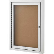 Global Industrial 1 Door Enclosed Cork Bulletin Board, 24"W x 18"H