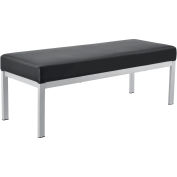 Synthetic Leather Reception Bench, Black W/ Silver Frame
