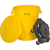 Global Industrial 20 Gallon Plastic Trash Can with Lid & Dolly, Yellow