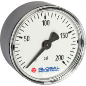 Global Industrial 2-1/2" Pressure Gauge, 30 INHG/30 PSI, 1/4" NPT CBM, Plastic