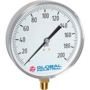 Global Industrial 4-1/2" Contractor Gauge, 160 PSI, 1/4" NPT LM, Stainless Steel