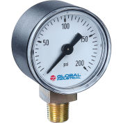 Global Industrial 2" Pressure Gauge, 160 PSI/KPA, 1/4" NPT LM, Plastic