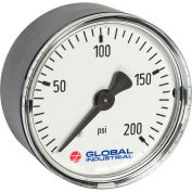 Global Industrial 2" Pressure Gauge, 200 PSI/KPA, 1/4" NPT CBM, Plastic