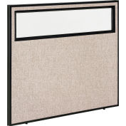 Office Partition Panel With Partial Window, 48-1/4"W x 42"H, Tan