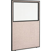 Office Partition Panel With Partial Window, 48-1/4"W x 72"H, Tan