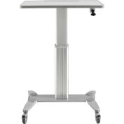 Sit-Stand Mobile Desk With Tablet Slot, 31-1/2"W x 23-5/8"D, 29-1/2" to 45-1/4"H, Gray/Silver