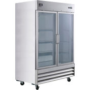 Nexel Reach In Refrigerator, 2 Glass Doors, 47 Cu. Ft.