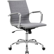 Conference Room Chair with Mid Back & Fixed Arms, Fabric, Gray