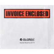 Global Industrial Panel Face Envelopes, "Invoice Enclosed", 4-1/2"L x 5-1/2"W, Orange, 1000/Pk