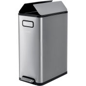 Rectangular Step On Trash Can, 12 Gallon, Brushed Stainless Steel